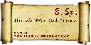 Bleicöffer Szíriusz névjegykártya